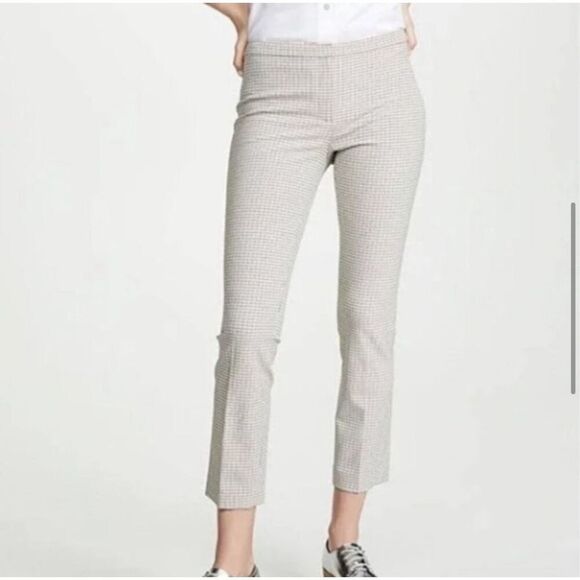 Theory White Classic Plaid Cropped Capris Ankle Pants Work Size 4 Tartan Print - Picture 8 of 8
